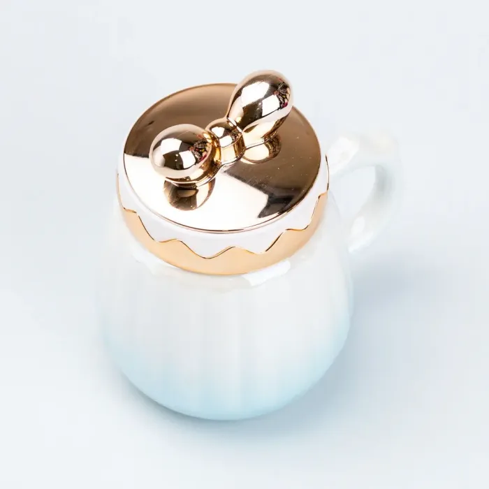 Чашка 500 мл с крышкой "Бант" керамическая Голубая (HP7194BL) - изображение 3