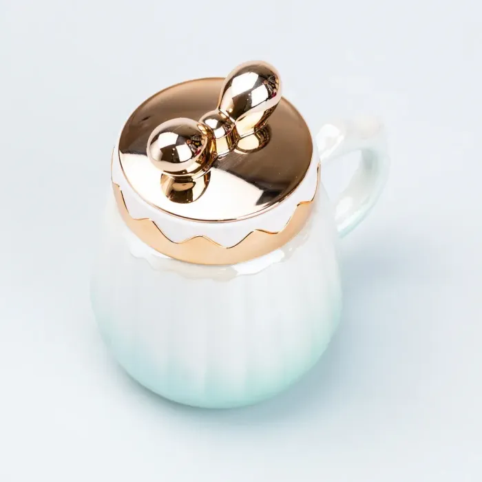 Чашка 500 мл с крышкой "Бант" керамическая Зеленая (HP7194GR) - изображение 3