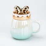 Чашка 500 мл з кришкою "Бант" керамічна Зелена (HP7194GR)