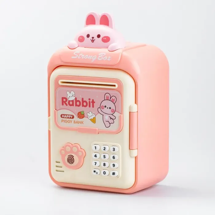 Сейф-скарбничка дитяча з купюроприймачем та кодовим замком "Зайченя" Рожевий (HP12265P) - зображення 2