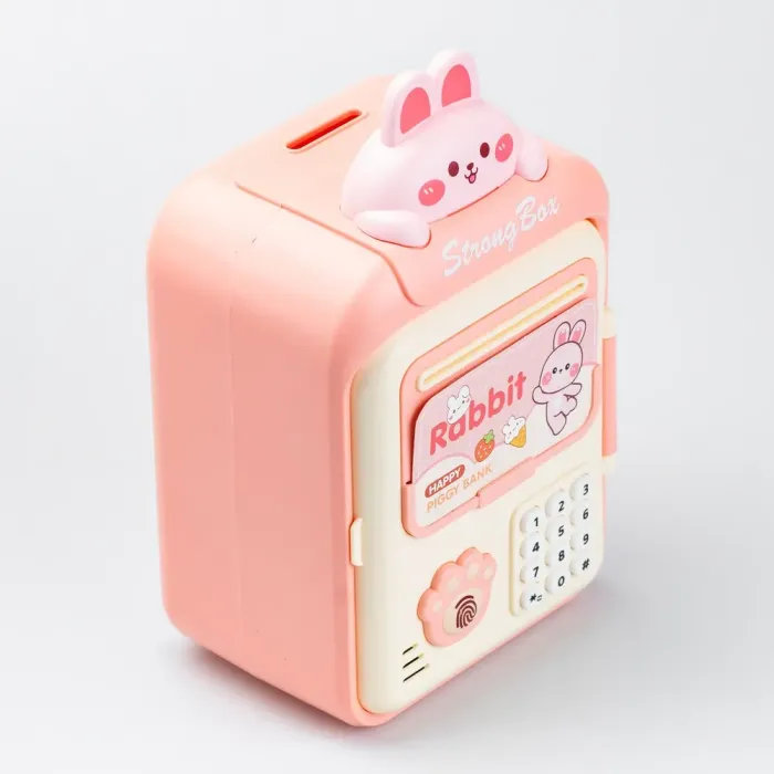Сейф-скарбничка дитяча з купюроприймачем та кодовим замком "Зайченя" Рожевий (HP12265P) - зображення 4