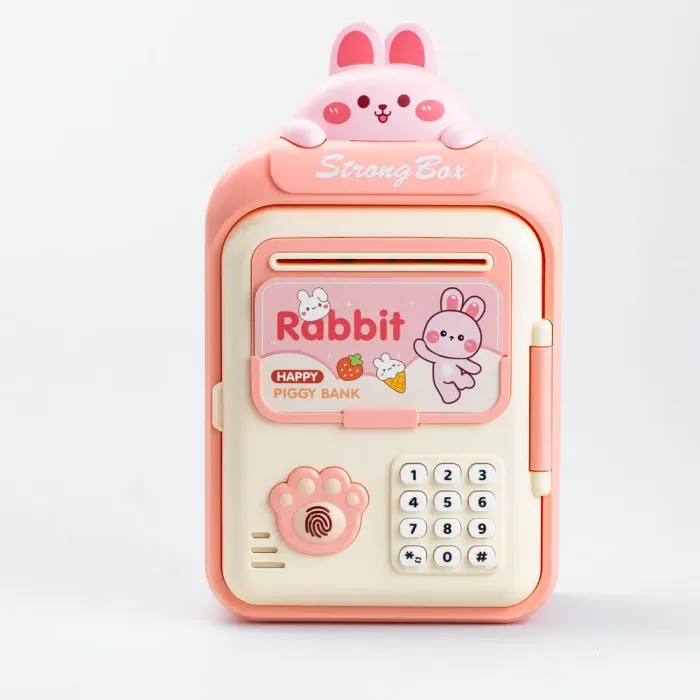 Сейф-скарбничка дитяча з купюроприймачем та кодовим замком "Зайченя" Рожевий (HP12265P) - зображення 1