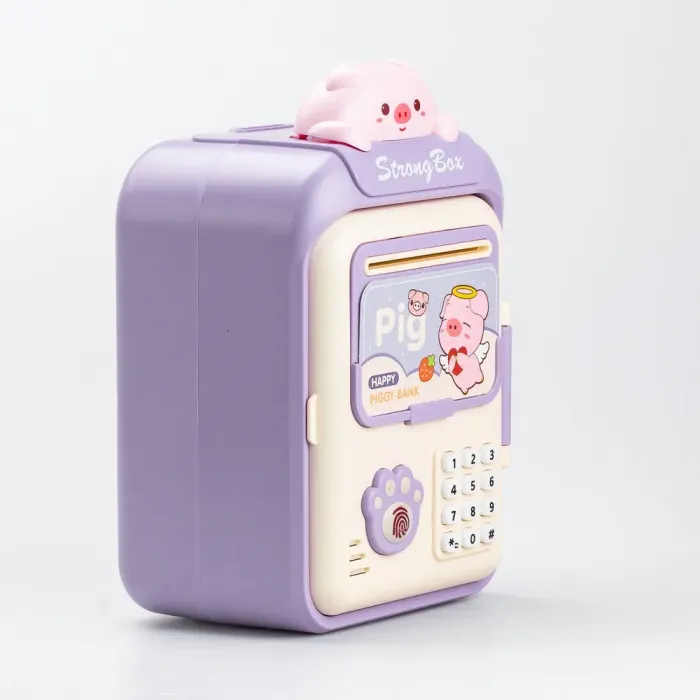 Сейф-скарбничка дитяча з купюроприймачем та кодовим замком "Порося" Фіолетовий (HP12265V) - зображення 4