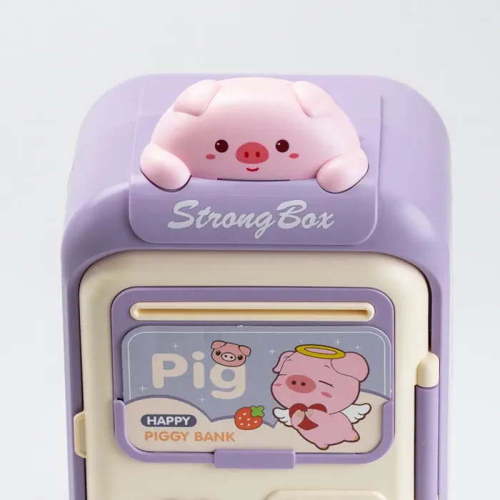 Сейф-скарбничка дитяча з купюроприймачем та кодовим замком "Порося" Фіолетовий (HP12265V) - зображення 5