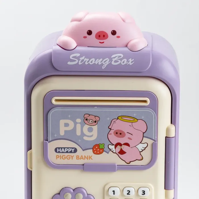 Сейф-скарбничка дитяча з купюроприймачем та кодовим замком "Порося" Фіолетовий (HP12265V) - зображення 3