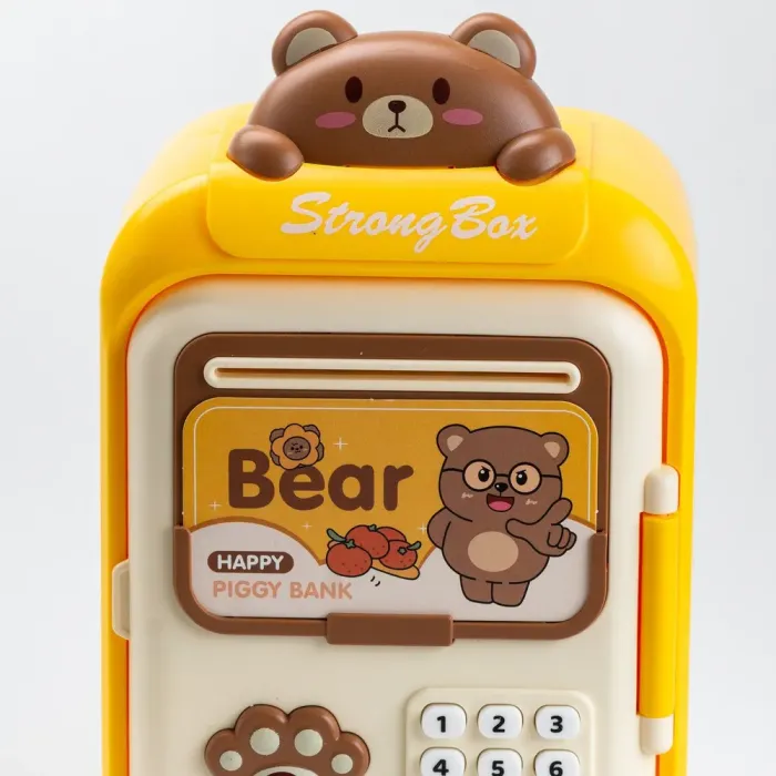 Сейф-скарбничка дитяча з купюроприймачем та кодовим замком "Ведмедик" Жовтий (HP12265Y) - зображення 2