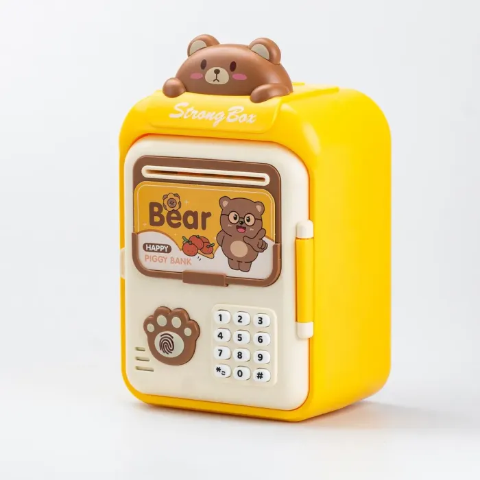 Сейф-скарбничка дитяча з купюроприймачем та кодовим замком "Ведмедик" Жовтий (HP12265Y) - зображення 4