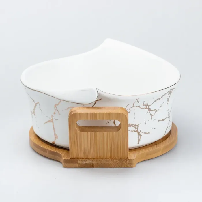 большая миска керамическая 29х22х9.5 см белая (HP20348W) - изображение 3