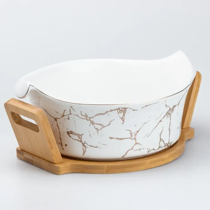 большая миска керамическая 29х22х9.5 см белая (HP20348W) - изображение 2