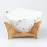 Салатниця з підставкою велика миска 23х13.5 см керамічна тарілка салатниця (HP20349W)