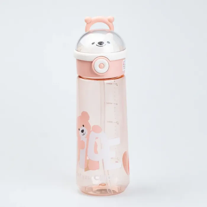 Бутылка для воды 620 мл с трубочкой многоразовая Розовая (HP17300P) - изображение 1