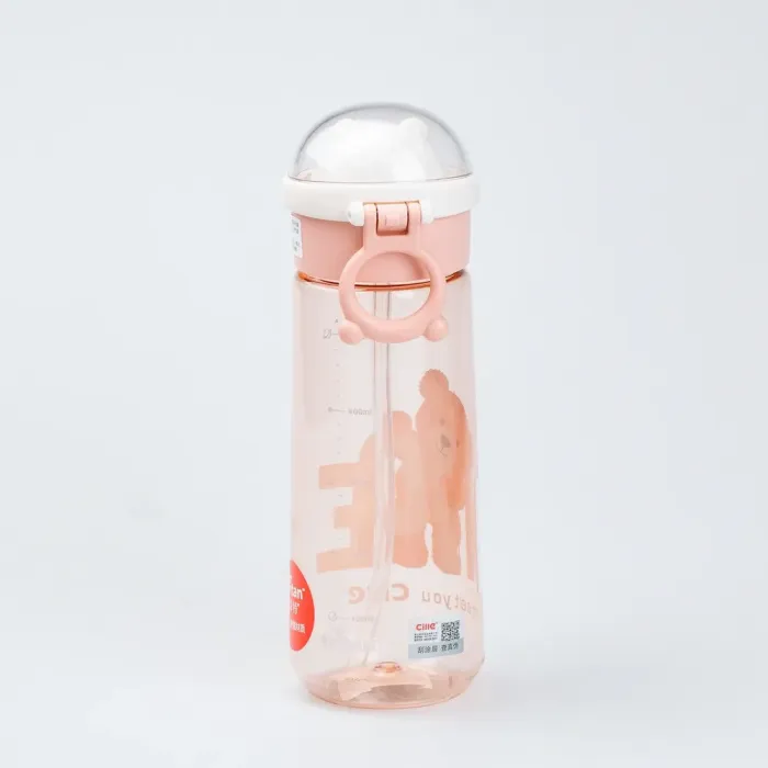 Бутылка для воды 620 мл с трубочкой многоразовая Розовая (HP17300P) - изображение 4