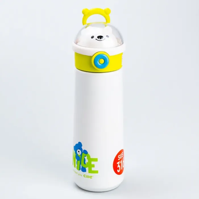 Термос дитячий 500 мл з напувалкою трубочкою "Ведмідь" Жовтий (HP17306GR) - зображення 1