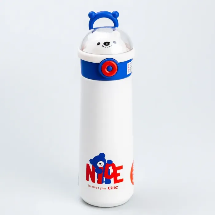 Термос дитячий 500 мл з напувалкою трубочкою "Ведмідь" Синій (HP17306B) - зображення 1