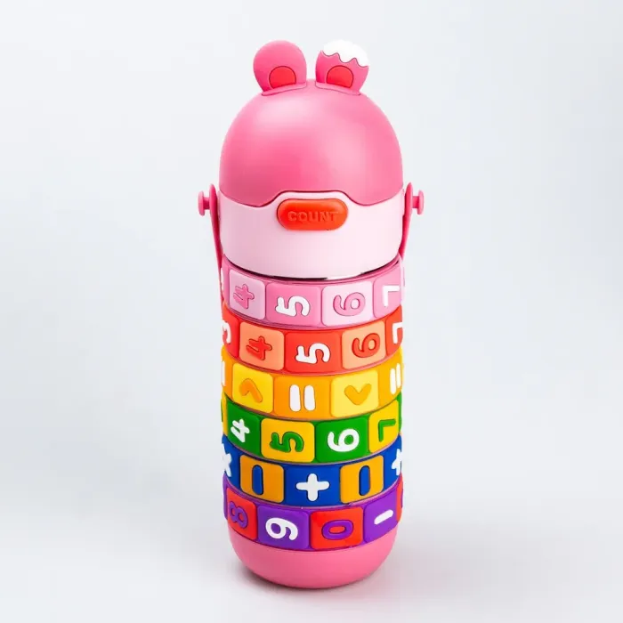 Термос детский интерактивный 430 мл с ручкой с цифрами Розовый (HP17305P) - изображение 1