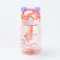 Детская бутылка для воды с трубочкой 500 мл с крышкой флип топ "Мишка" Розовая