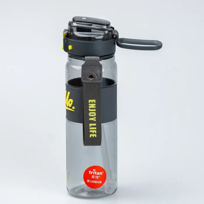 Бутылка для воды спортивная 860 мл тритан с ремешком и ручкой Hello Черная (HP17303B) - изображение 2