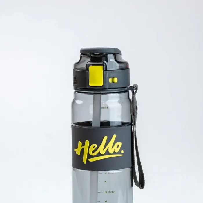 Бутылка для воды спортивная 860 мл тритан с ремешком и ручкой Hello Черная (HP17303B) - изображение 3
