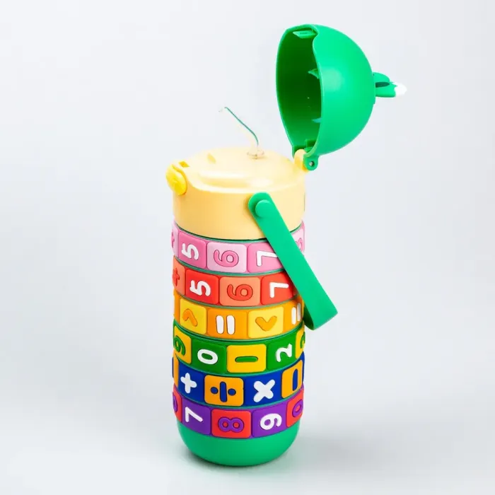 Термос детский интерактивный 430мл с ручкой с цифрами Зеленый (HP17305GR) - изображение 2