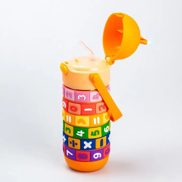 Термос детский интерактивный 430 мл с ручкой с цифрами Оранжевый (HP17305O) - изображение 3