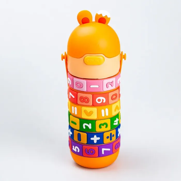 Термос детский интерактивный 430 мл с ручкой с цифрами Оранжевый (HP17305O) - изображение 1