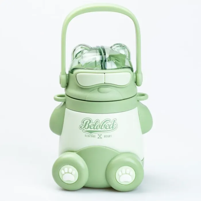 Детский термос с поилкой и ремешком 480 мл зеленый термос с поилкой (HP45604G) - изображение 3