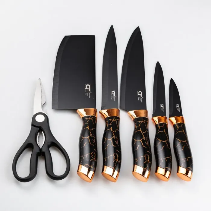 Набор кухонных ножей 5 штук + ножницы на подставке (HP27478B) - изображение 3