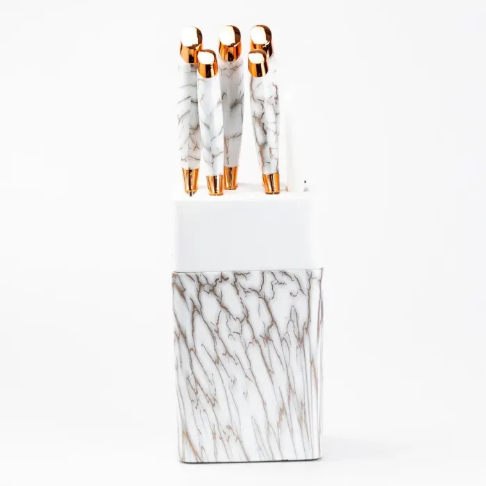 Набор кухонных ножей 5 штук + ножницы на подставке Белый (HP27478W) - изображение 4