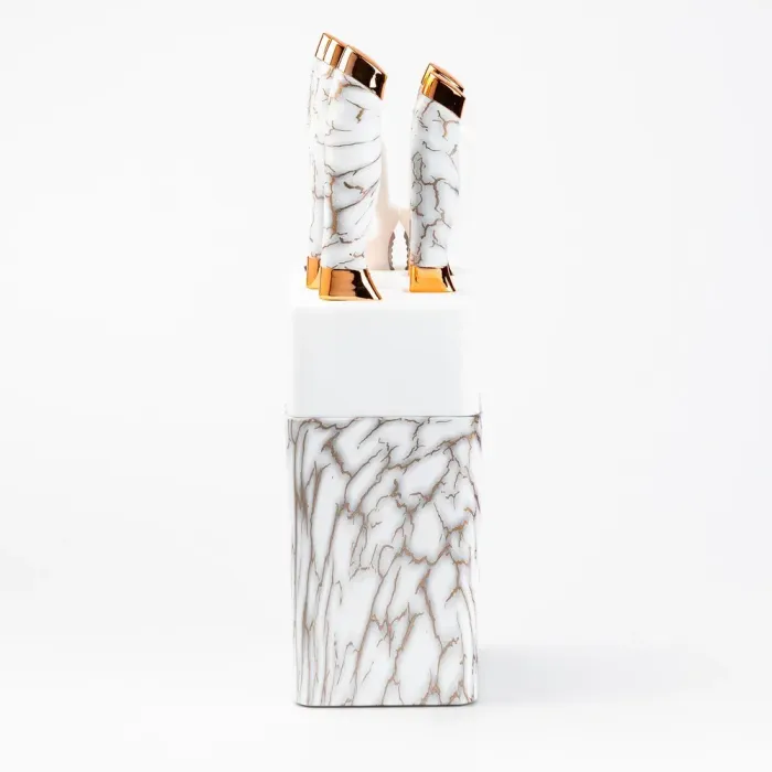 Набор кухонных ножей 5 штук + ножницы на подставке Белый (HP27478W) - изображение 5