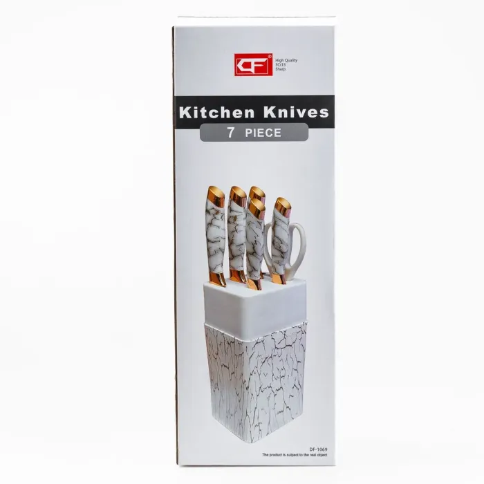 Набор кухонных ножей 5 штук + ножницы на подставке Белый (HP27478W) - изображение 7