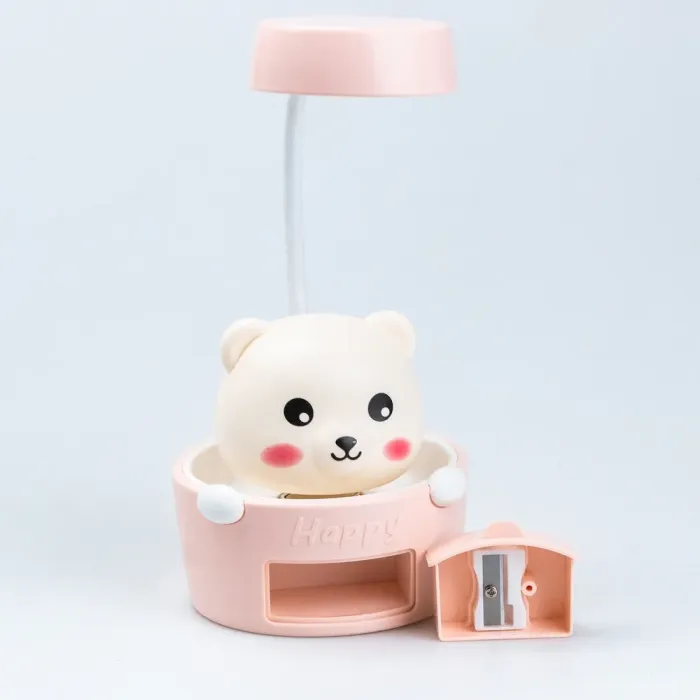 Дитяча настільна лампа світильник з точилкою для олівців "Ведмедик" Рожева (HP12268P) - зображення 3