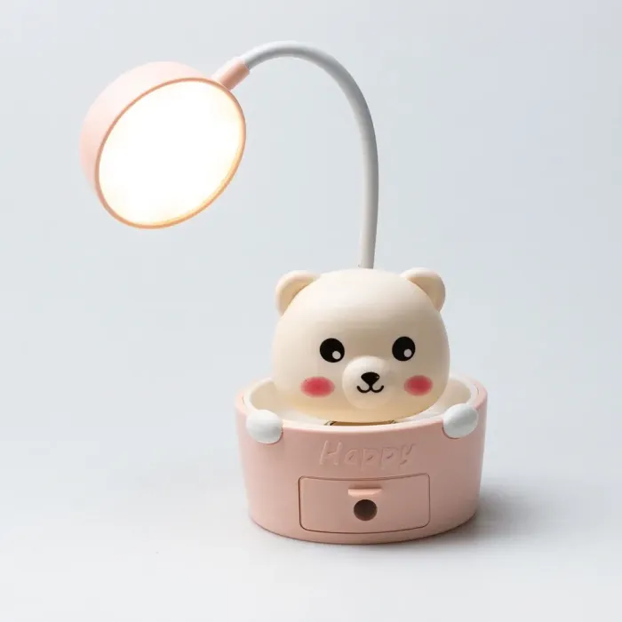Дитяча настільна лампа світильник з точилкою для олівців "Ведмедик" Рожева (HP12268P) - зображення 2