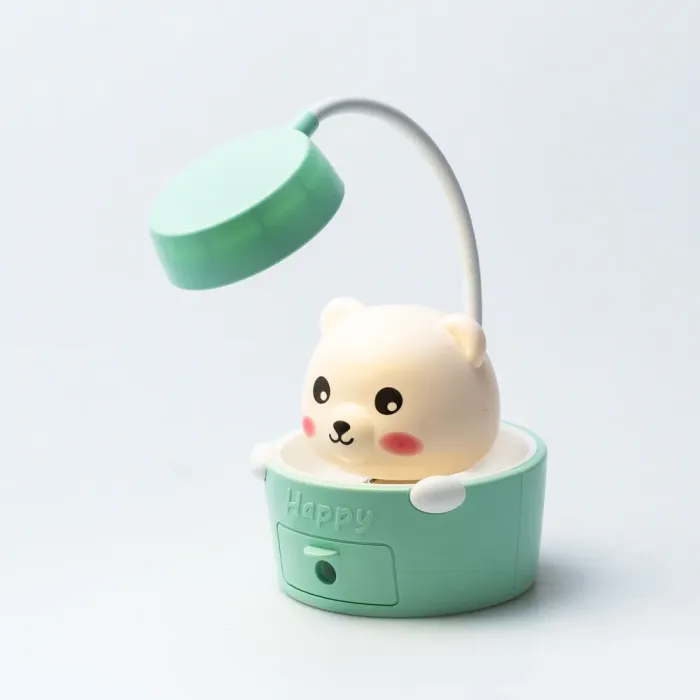 Дитяча настільна лампа світильник з точилкою для олівців "Ведмедик" Зелена (HP12268B) - зображення 1