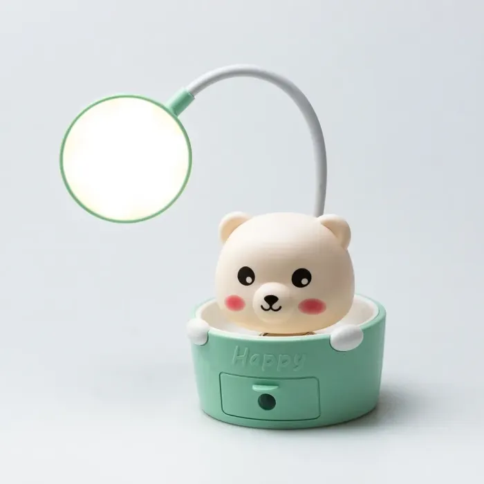 Дитяча настільна лампа світильник з точилкою для олівців "Ведмедик" Зелена (HP12268B) - зображення 2