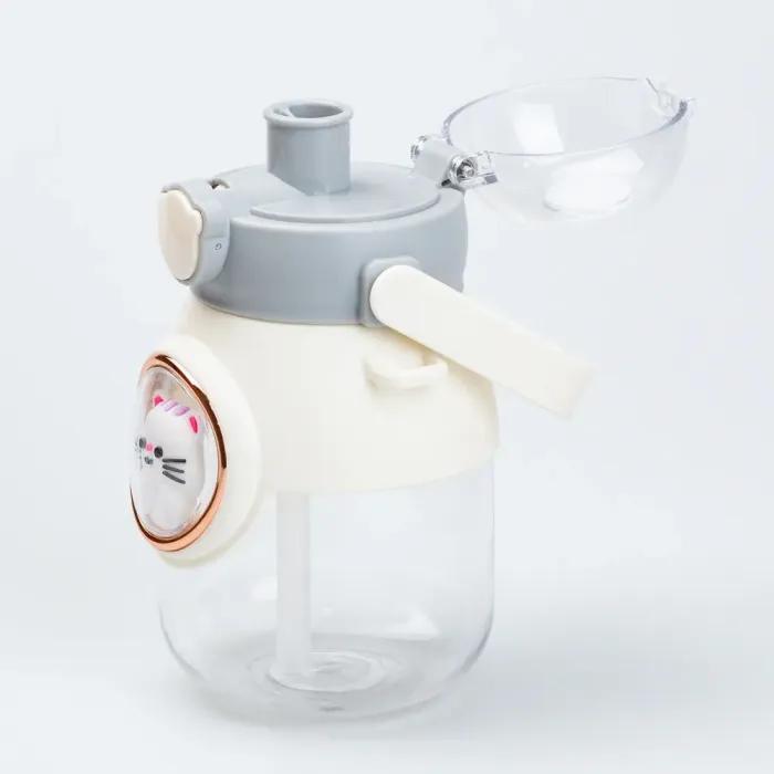 Бутылка для воды с трубочкой 820 мл детская прозрачная фляга для напитков. - изображение 2