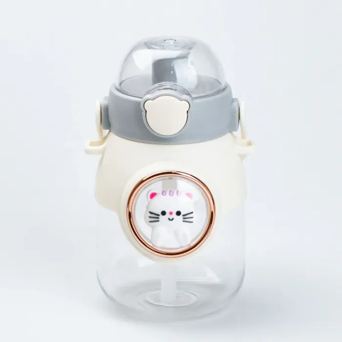 Бутылка для воды с трубочкой 820 мл детская прозрачная фляга для напитков. - изображение 4