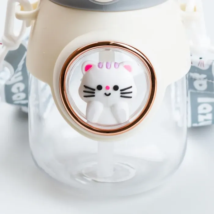 Бутылка для воды с трубочкой 820 мл детская прозрачная фляга для напитков. - изображение 5