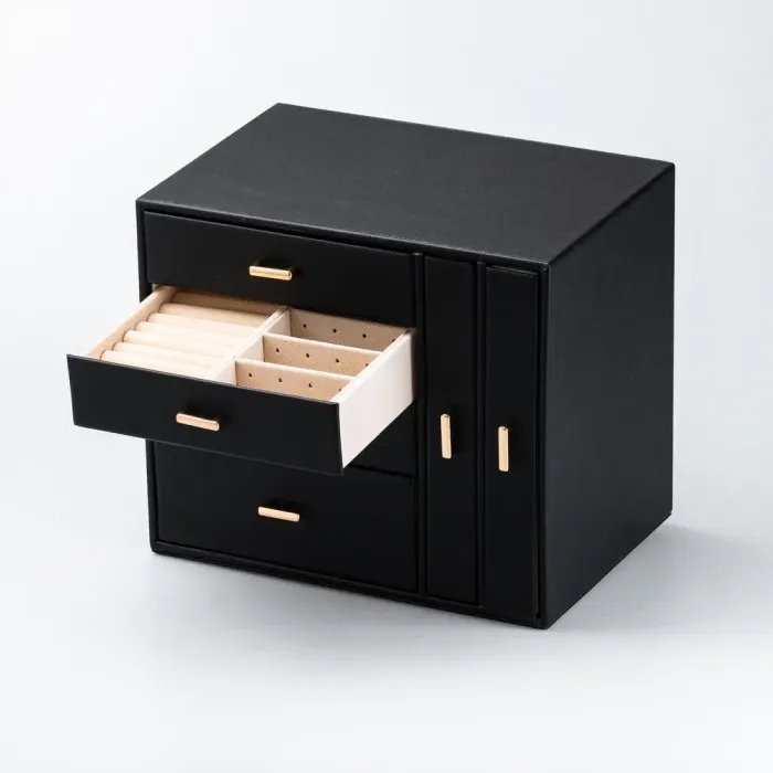 Скринька органайзер для ювелірних прикрас біжутерії 23 х 17.5 х 26 см Чорна (HP47626B) - зображення 4