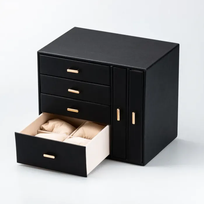 Скринька органайзер для ювелірних прикрас біжутерії 23 х 17.5 х 26 см Чорна (HP47626B) - зображення 8