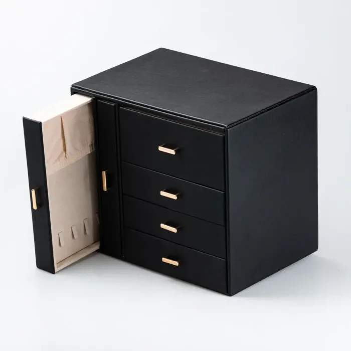 Скринька органайзер для ювелірних прикрас біжутерії 23 х 17.5 х 26 см Чорна (HP47626B) - зображення 10