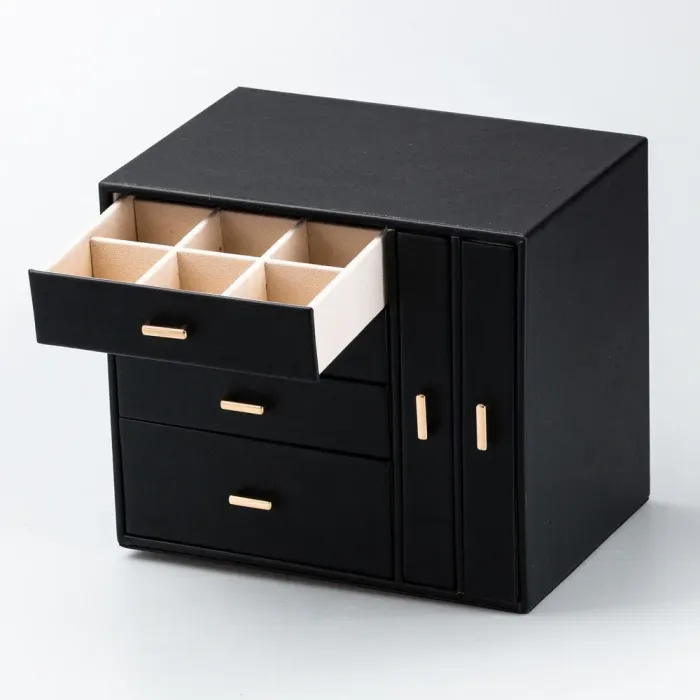 Скринька органайзер для ювелірних прикрас біжутерії 23 х 17.5 х 26 см Чорна (HP47626B) - зображення 6