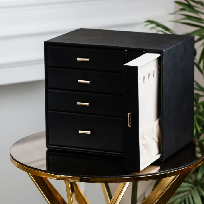 Скринька органайзер для ювелірних прикрас біжутерії 23 х 17.5 х 26 см Чорна (HP47626B) - зображення 2