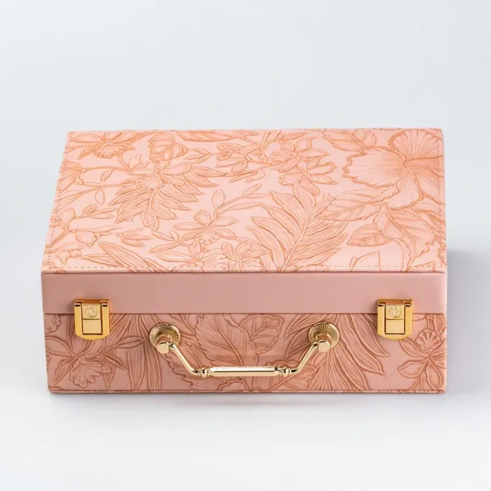 Скринька органайзер для прикрас біжутерії прямокутна з дзеркальцем валіза з екошкіри Рожева (HP47613P) - зображення 5