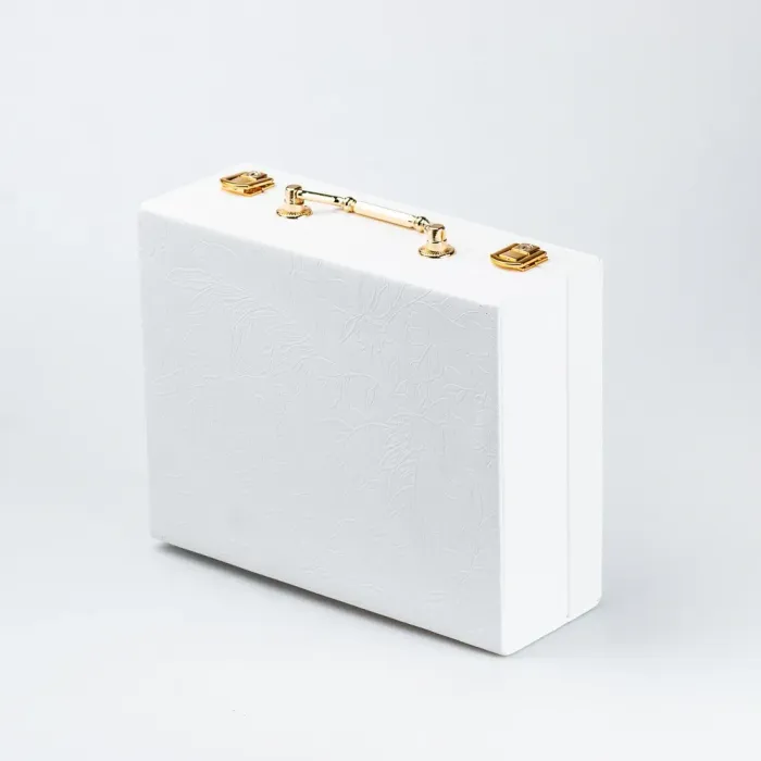 Скринька органайзер для прикрас біжутерії прямокутна з дзеркальцем валіза з екошкіри Біла (HP47613W) - зображення 5