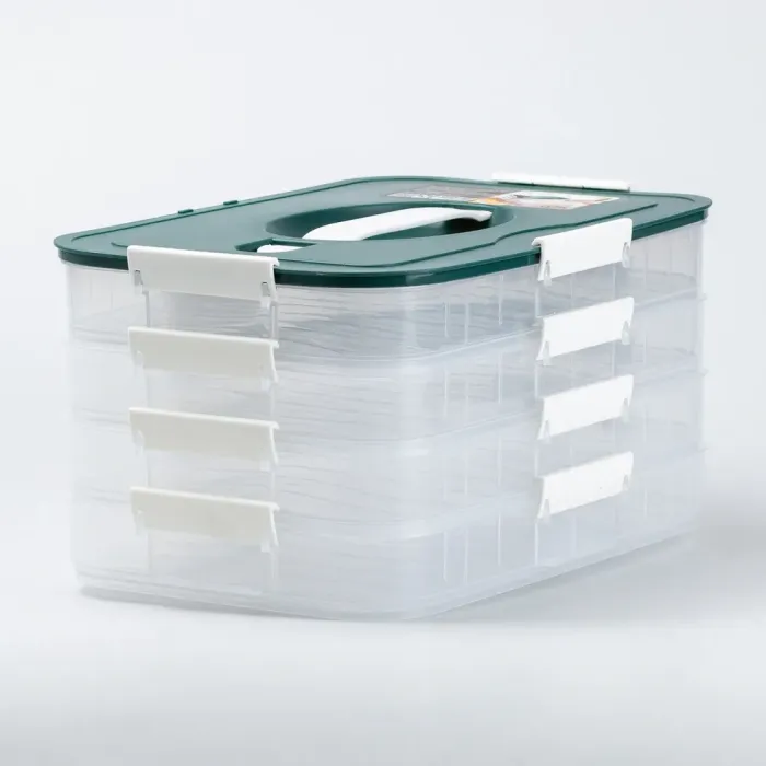 Контейнер для їжі багаторівневий для заморожування та зберігання продуктів у холодильнику 16.5 см Зелений (HP50656GR) - зображення 3