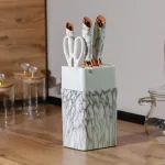 Набір кухонних ножів 5 штук + ножиці на підставці Білий (HP27478W)