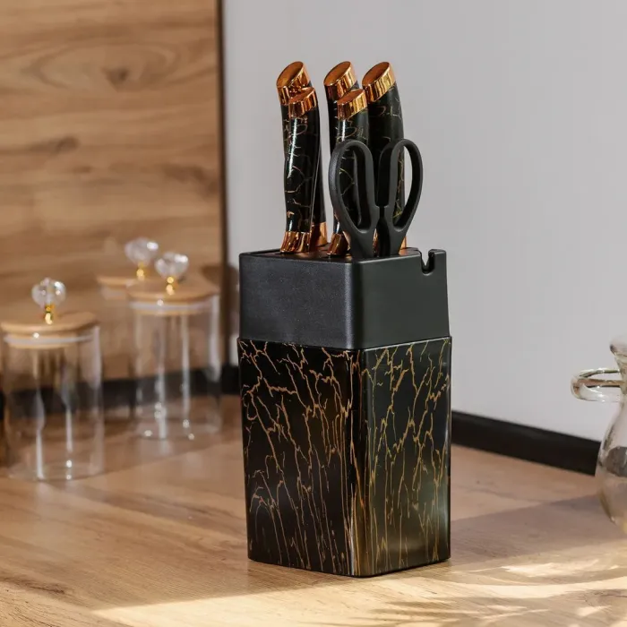 Набор кухонных ножей 5 штук + ножницы на подставке (HP27478B) - изображение 6