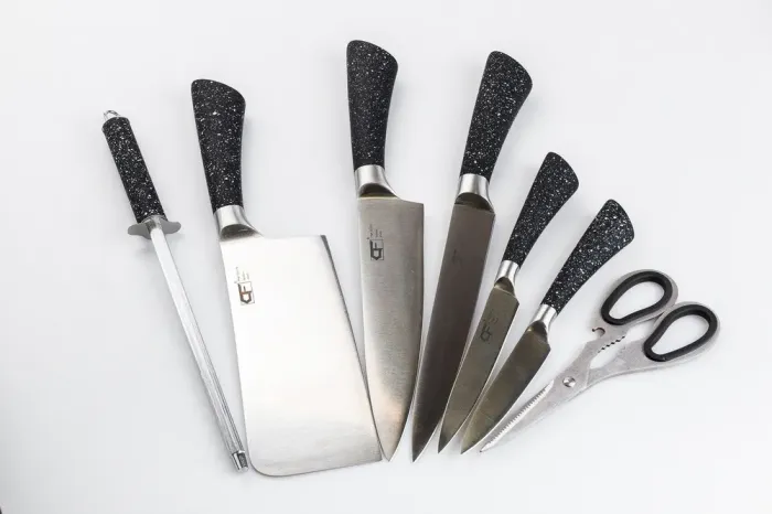 Набор кухонных ножей 5 штук мусат на подставке Серий (HP27479C) - изображение 7