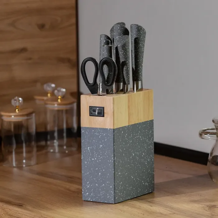 Набор кухонных ножей 5 штук мусат на подставке Серий (HP27479C) - изображение 8