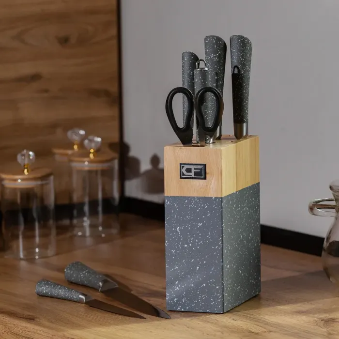 Набор кухонных ножей 5 штук мусат на подставке Серий (HP27479C) - изображение 1